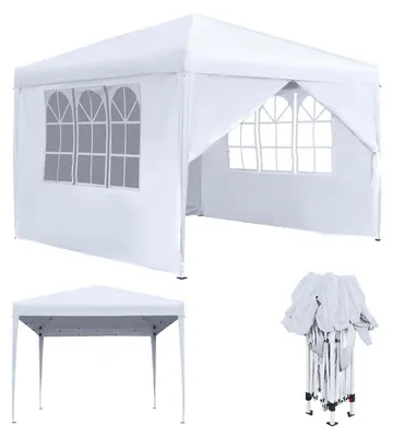 Produktbild von Faltpavillon 3x3m Wasserdicht Stabil mit 4 Seitenteilen und Fenstern Weiß