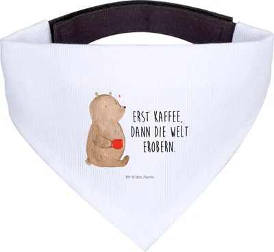 Produktbild von Mr. & Mrs. Panda Hunde Halstuch Bär Kaffee - Weiß - Geschenk, Tuch, Hund, Teddy, Hundehalstuch, Hundeschal, Guten Morgen, Bären, Coffee, Motivation