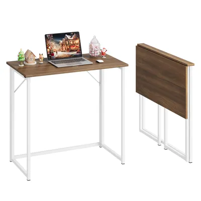 Produktbild von Dripex Faltbar Tisch 80 x 45 x 74 cm Kleiner Schreibtisch klappbar Computertisch Platzsparender Tisch Klappschreibtisch (braun)
