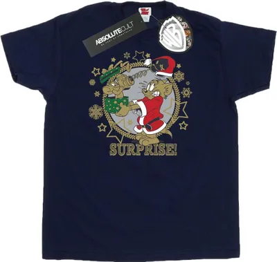 Produktbild von Tom And Jerry - "Christmas Surprise" T-Shirt für Herren BI52090 (XXL) (Marineblau)
