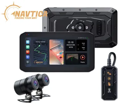 Zdjęcie produktu dla Ekran nawigacyjny do motocykla z wideorejestratorem NAVTICA Nomad Plus DVR, 6,25 cali, CarPlay, Android Auto