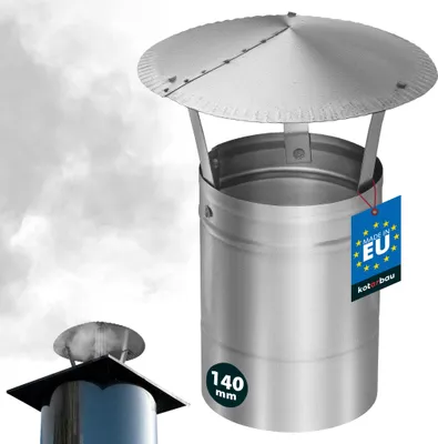Produktbild von KOTARBAU® Schornsteinabdeckung Edelstahl ø 140 mm Kaminhaube Schornstein Regenhaube Schornsteinhaube Kaminaufsatz Rostfrei Edelstahl Inox