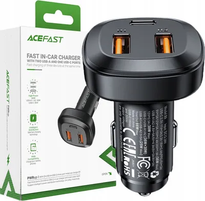 Obrázek produktu pro Nabíječka do auta Acefast 66W 2Xusb/Usbc Pps Pd Qc4 Afc Fcp Scp Black