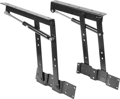 Produktbild von Unyqoos® 2er-Set Möbelscharnierfeder – schwarze Lift‑Up Scharnierfedern für Salontische & Möbel, Stahl, Hebemechanismus bis 50 kg
