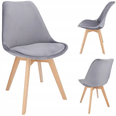 Produktbild von Stuhl BARI grau aus Velours und Buchenholz, 82x49x60 cm, Sitzhöhe 42 cm
