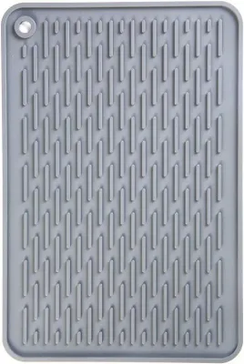 Produktbild von Unyqoos®️ Silikon Abtropfmatte - Schnell Trocknend - Rutschfest - Hitzebeständige Spülmatte für die Küchenarbeitsplatte (30 x 20 cm, Dunkelgrau)