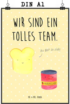 Produktbild von Mr. & Mrs. Panda Bild Toast Marmelade DIN A1 - Gelb Pastell - Geschenk, Süß, Wandbild, Brot, Toastbrot, Küche Deko, Wanddeko, drucke, Lustige Sprüche, Posterdruck, Plakat