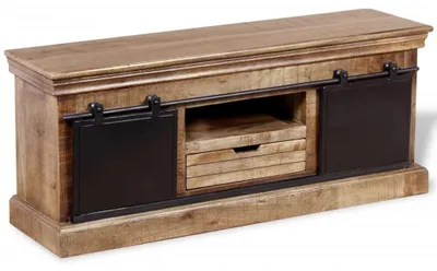 Obrázok produktu pre vidaXL TV skrinka s 2 posuvnými dverami z masívneho dreva mango 110x30x45 cm