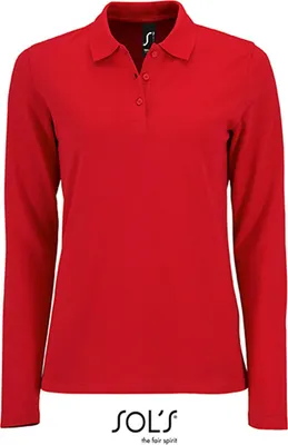 Immagine prodotto di SOLs 02083 | Polo donna maniche lunghe in piqué Perfect - Colore: Rosso - Taglia: L