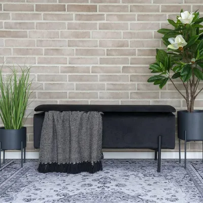 Produktbild von Elegante Bank NIZZA mit Stauraum 95cm Samtstoff schwarz
