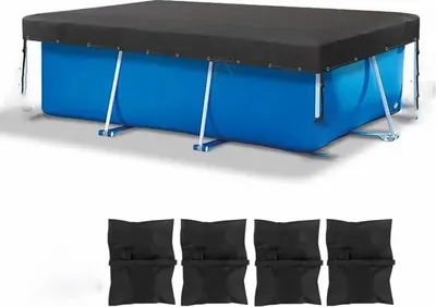 Produktbild von INF Schwarze Oxford-Gewebe Rechteckige Schwimmbadabdeckung