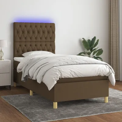 Produktbild von Cloris Designermöbel Boxspringbett mit Matratze & LED Dunkelbraun 80x200 cm Stoff 2024 Neu