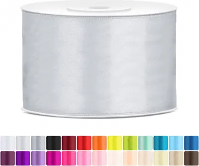 Produktbild von Satinband 50mm Silber - 25 Meter Rolle Geschenk- & Schleifenband