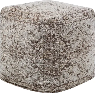Zdjęcie produktu dla BELIANI Puf brązowoszary bawełniany 42 x 42 cm postarzany wzór rustykalny