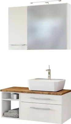 Produktbild von Held Möbel Waschtisch-Set Davos 90 cm -F- (rechts) weiß/matt weiß