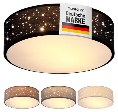 Immagine prodotto di Monzana Lampada da Soffitto Plafoniera Tessuto Ø 30cm Rotonda Luce Soffusa 40 Watt Salotto Camera