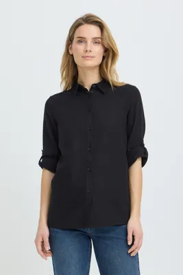 Produktbild von Oxmo OXAlfas Damen Bluse Tunika Hemdbluse Leinenmix Regular Fit