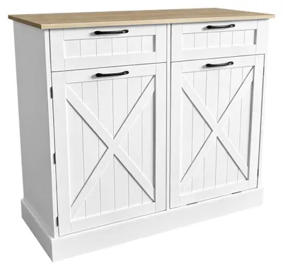 Produktbild von Kondela Kippschrank mit Abfalleimer Denio - weiß / Eiche