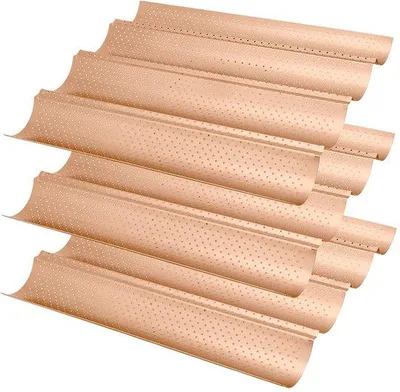Productafbeelding van 3-delige Baguette Bakplaat - Voor 4 Baguettes, Perforated, Antiaanbaklaag