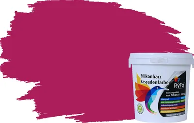 Produktbild von RyFo Colors Silikonharz Fassadenfarbe Lotuseffekt Trend Bougainvillearot 1l - bunte Fassadenfarbe, weitere Rot Farbtöne und Größen erhältlich, Deckkraft Klasse 1