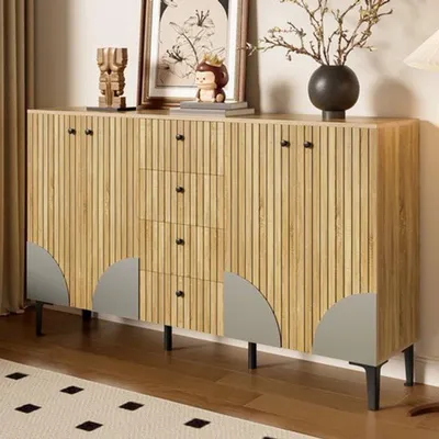 Imagen del producto de Armario para zapatos de madera, color: 160x36x94 cm. Amplio armario de almacenamiento con 4 puertas y 4 cajones