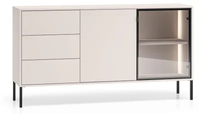 Image de Selsey Barnee – Buffet avec vitrine éclairée, cachemire, 160 cm