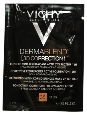 Zdjęcie produktu dla Vichy DERMABLEND, korektor koloru, płynny podkład, odcień 35 Sand, 1 ml *próbka