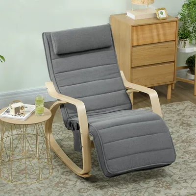 Zdjęcie produktu dla Fotel bujany z funkcją masażu i ogrzewania, fotel relaksacyjny z funkcją masażu, poliestrowy, szary | 106 x 67 x 92 cm | 8-punktowa wibracja | Pilot zdalnego sterowania
