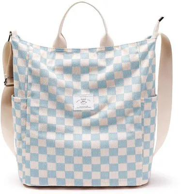 Produktbild von KALIDI Corduroy Umhängetasche, Shopper, Handtasche, Crossbody-Tasche, große Kapazität, Umhängetasche mit Reißverschluss für Damen