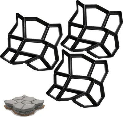 Produktbild von SWANEW 3X Pflasterform Gehweg DIY Betonpflaster Schwarz Gießform Garten Schablone Schalungsform