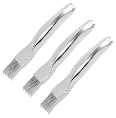 Produktbild von Gemüseschneider 3 Stück Edelstahl Zwiebelschneider 6 Klingen Kräuterschneider 16,5 × 2,4 cm Küchenhelfer für Salat Zubereitung