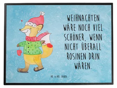 Produktbild von Mr. & Mrs. Panda schreibauflage Fuchs  Schlittschuhe - Eisblau - Geschenk, Heiligabend, malunterlagen, Tannenbaum, Winter, schreibtischunterlage, Weihnachtsbaum, tischpad
