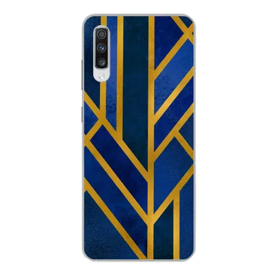 Produktbild von MuchoWow® Handyhülle Schutzhülle Hülle für Samsung Galaxy A70 Gold - Blau - Luxus Silikon Softcase Handy Hülle - Schutzhaube