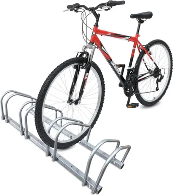 Productafbeelding van Famanu fietsenrek voor 4 fietsen - geschikt voor wand- en vloermontage, verzinkt staal, zilverkleurig