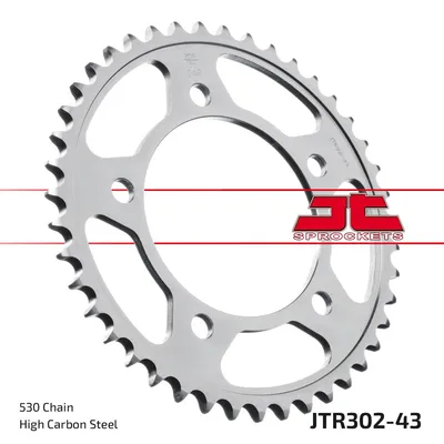 Immagine prodotto di Pignone 43 denti passo 530 tipo JTR302 SILVER per Honda CB 900 1100 1300 / CB-X4 / CBF VTR 1000 / CBR 600 900 1100