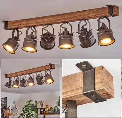 Produktbild von Villanuova moderne Deckenlampe aus Holz/Metall in Braun/Schwarz
