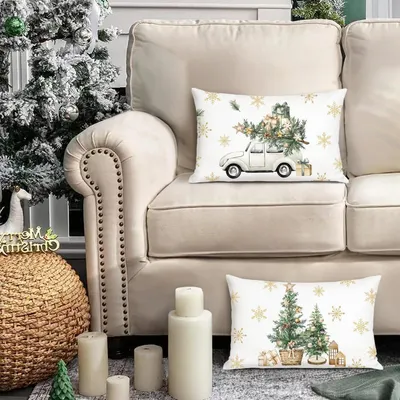 Productafbeelding van 2 stuks kussenhoezen, kerst/winterthema, 30 x 50 cm, fluweel, decoratie