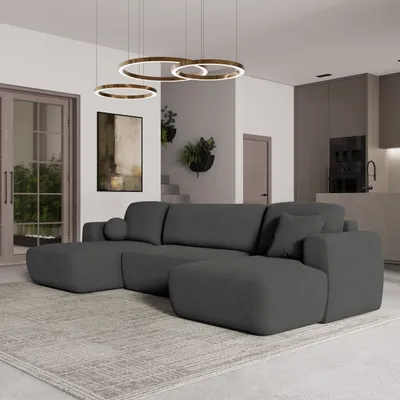 Immagine prodotto di Divano angolare SENTUM N di Masseno con funzione letto a U, divano con box letto, divano da soggiorno, divano, divano letto, set di divani - grigio, ORA O MAI PIÙ 92