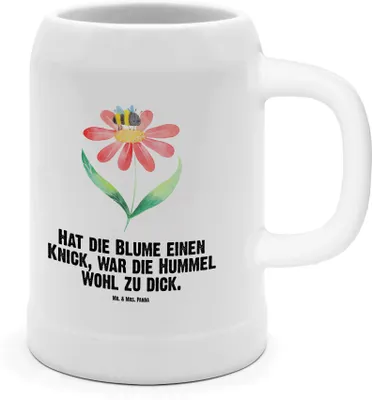 Produktbild von Mr. & Mrs. Panda Krug Hummel Blume - Weiß - Geschenk, Hummeln, Seidel, Wespe, Tiere, Biene, Natur, Steinkrug, Humpen, Bierhumpen, Bier