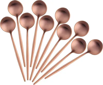 Produktbild von Kaffeelöffel, rostfreier Stahl, Teelöffel, Mini-Tortelöffel, Espressolöffel, Set 12 cm, 10 Roségold