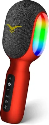 Produktbild von Karaoke-Mikrofon, kabelloses Bluetooth-Mikrofon, tragbar, mit LED-Beleuchtung, für Kinder, mit Musikaufnahme- und Begleitfunktion