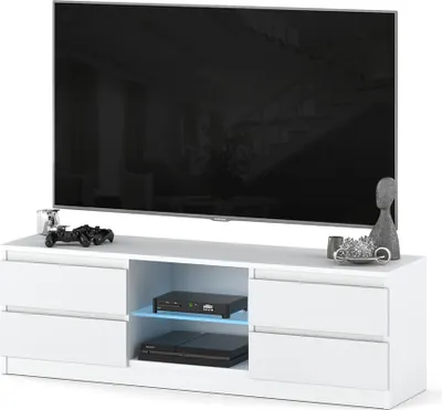 Zdjęcie produktu dla Szafka Rtv Wisząca Do Salonu 138Cm Nowoczesny Biały Stolik Pod Tv Pojemny