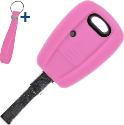 Produktbild von Auto Schlüssel Silikon Schutz Hülle + Schlüsselband Rosa kompatibel mit FIAT Panda Brava Bravo Punto Stilo 1 Tasten Funk Fernbedienung