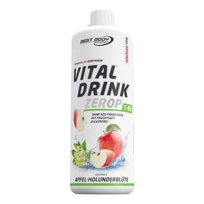 Produktbild von Best Body Nutrition - Vital Drink Zerop - 1000 ml Flasche, 1 x 1000 ml Flasche, Geschmack: Apfel Holunderblüte