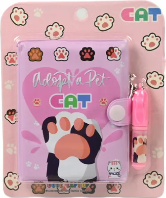 Produktbild von Notizbuch mit Stift Katze Kinder Mini Tagebuch Set Liniert Schule Geschenk Mädchen
