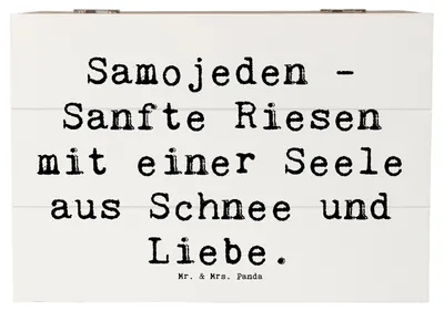 Produktbild von Mr. & Mrs. Panda Holzbox Spruch Samojede Liebe 22 x 15 cm - Weiß - Geschenk, liebevoll, Samojeden, intelligente Hunde, Box, Holztruhe, inspirierende Sprüche, schmuckkiste