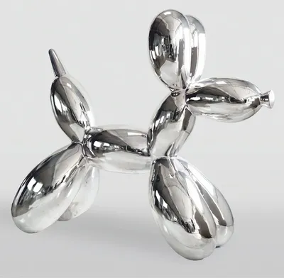 Produktbild von Casa Padrino XXL Deko Skulptur Ballon Hund Silber Chrom 210 cm - Riesige Garten Figur