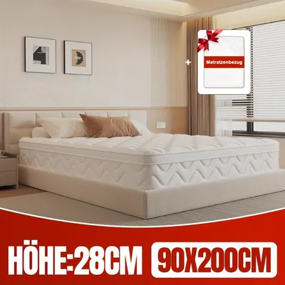 Obrázek produktu pro Matrace s kapslovou pružinou – Ergonomická matrace – Matrace se 7 zónami – Matrace s pružinovým jádrem – Jednolůžková matrace – 90x200 cm