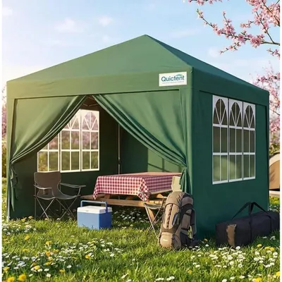 Produktbild von Faltpavillon 3x3m wasserdicht mit Seitenwänden UV-Schutz 50+ Stahlrahmen Grün