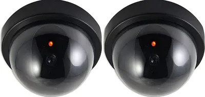 Produktbild von 2 sehr realistische Überwachungskamera-Attrappen mit rot blinkendem LED Licht